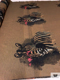 Italian Zebra Portrait Metallic Brocade Panel - Brown / Black / Silver / Pink