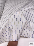 French Novelty Metallic Detailed Cotton Shirting - White / Blue / Gold