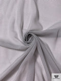 Italian Horizontal Striped Seersucker Printed Silk Chiffon - Off-White / Dark Grey