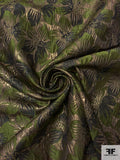 Exotic Floral Textured Metallic Brocade - Olive / Brass / Black