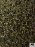 Exotic Floral Textured Metallic Brocade - Olive / Brass / Black