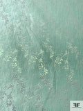 Floral Textured Metallic Brocade - Minty Aqua
