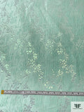Floral Textured Metallic Brocade - Minty Aqua
