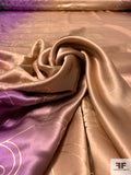 Regal Floral Foil Printed Silk Charmeuse - Purple / Camel / Brown / Gold