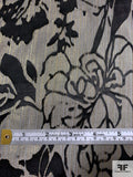 Lurex Pinstriped Floral Silk Chiffon Burnout - Black / Gold