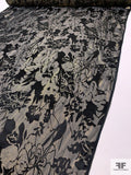 Lurex Pinstriped Floral Silk Chiffon Burnout - Black / Gold