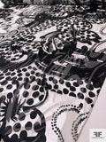 Multi-Pattern Printed Burnout Silk Chiffon - Black / Off-White