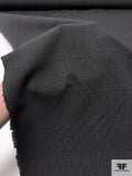 Italian Windowpane Plaid Wool Suiting - Darkest Grey