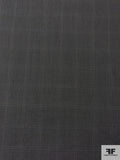 Italian Windowpane Plaid Wool Suiting - Dark Grey