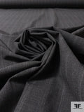 Italian Vertical Striped Wool Suiting - Dark Grey