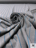 Italian Jacquard-Striped Traditional Suiting - Heather Grey / Turquoise