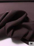 Italian Micro Gingham Check Wool Suiting - Maroon / Black