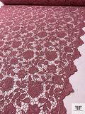 Pamella Roland Double-Scalloped Floral Guipure Lace with Light Cording - Dusty Rose