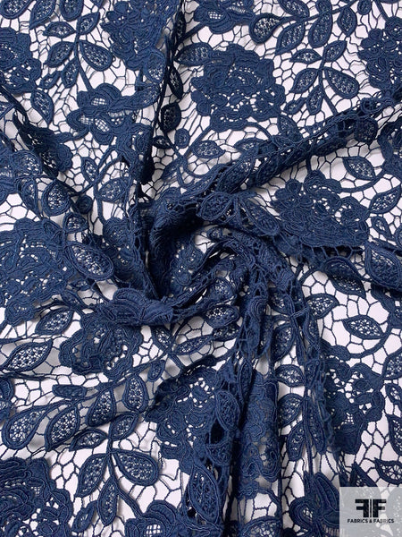 Navy Blue Corded Lace Fabric 50” Width 1 Yard