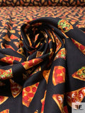 Pizza Slices Printed Cotton Lawn - Black / Orange / Red