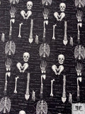 Skeleton Parts Labeled Printed Cotton Lawn - Black / Ivory