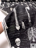 Skeleton Parts Labeled Printed Cotton Lawn - Black / Ivory