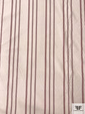 Italian Vertical Striped Lightweight Silk and Wool Shirting - Ivory / Dusty Mauve