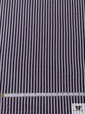 Vertical Striped Cotton Shirting - Navy / Maroon / Off-White