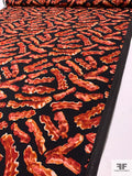 Bacon Printed Fused Cotton Lawn - Burnt Orange / Brick / Black