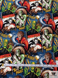 Horror Comic Characters Printed Fused Cotton Lawn - Multicolor