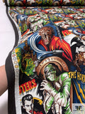 Horror Comic Characters Printed Fused Cotton Lawn - Multicolor