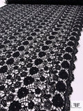 Double-Scalloped Floral Guipure Lace - Black
