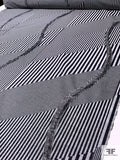 Italian Novelty Yarn-Dyed Brocade with Fringe Accenting - Black / White