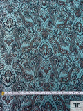 Regal Paisley Tapestry-Look Metallic Brocade - Turquoise / Silver / Dark Purple