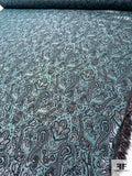 Regal Paisley Tapestry-Look Metallic Brocade - Turquoise / Silver / Dark Purple