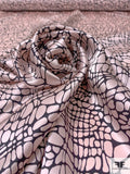 Reptile Printed Silk Charmeuse - Light Blush / Black