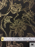 Vine Floral Metallic Brocade - Antique Gold / Black