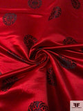 Medallion Pattern Oriental Satin Jacquard Brocade - Red / Black