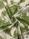 Floral Vases Printed Cotton Lawn - Pickle Green / Ivory