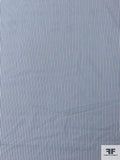 Vertical Striped Yarn-Dyed Cotton Shirting - Steel Blue / Off-White