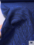 Italian Marble Wood Grain Fine Wool Challis - Blue / Navy