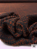 Glen Plaid Bouclé Tweed Suiting - Black / Rust / Brown