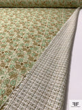 Italian Floral Printed Tweed with Lurex Fibers - Seafoam / Cream / Olive / Gold