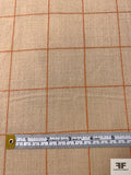 Italian Windowpane Brushed Flannel Wool Blend Suiting - Tan / Burnt Orange