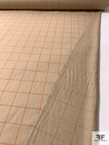 Italian Windowpane Brushed Flannel Wool Blend Suiting - Tan / Burnt Orange