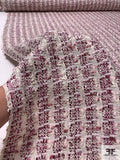Luxury Tweed Suiting with Lurex Fibers - Shades of Purple / Light Ivory
