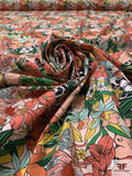 Floral Printed Cotton Broadcloth - Coral / Orange / Green / Aqua / Black