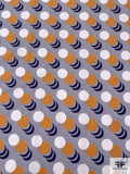 Circle Crescents Printed Cotton Poplin - Navy / Marigold / White