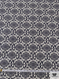 Wreath Inspired Printed Stretch Cotton Lawn - Navy / Light Ivory