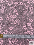 Sketch Floral Printed Cotton Lawn - Pink / Black