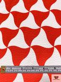 Made in Switzerland Wavy Triangles Printed Cotton Pique - Hot Orange / White