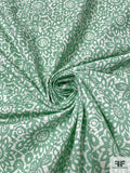 Floral Medallion Printed Stretch Cotton Twill - Seafoam Green / Off-White