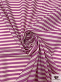 Horizontal Striped Printed Cotton Lawn - Orchid Purple / Light Tan
