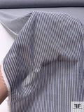 Vertical Striped Fine Cotton Shirting - Denim Blue / White