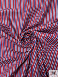 Italian Vertical Striped Yarn-Dyed Cotton Shirting - Red / White / Blue